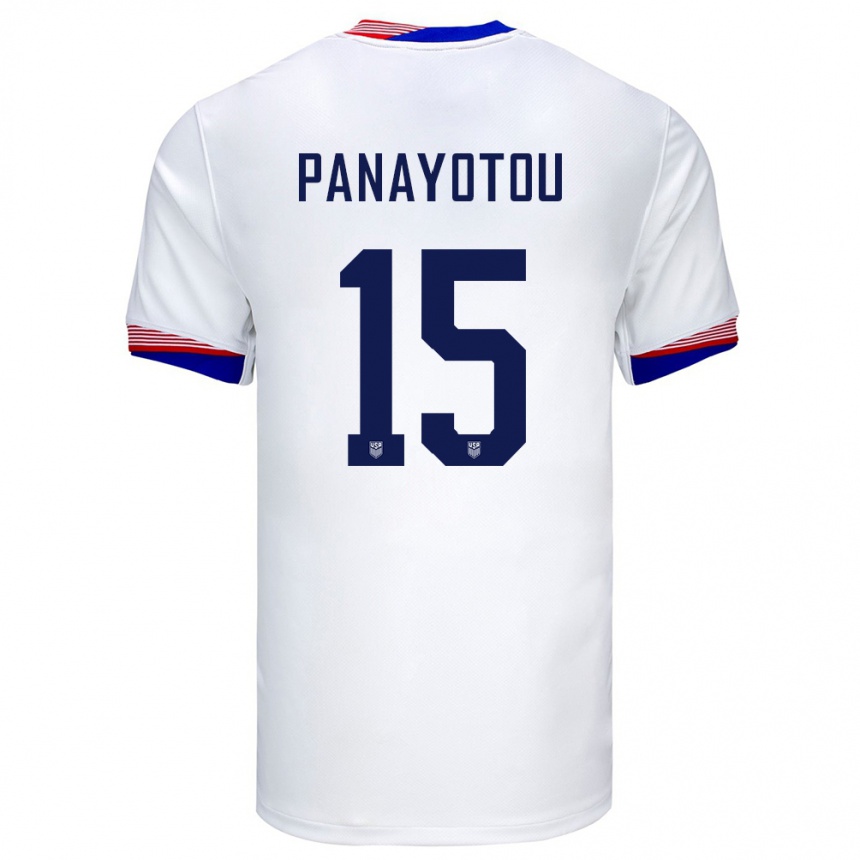 Men Football United States Jack Panayotou #15 White Home Jersey 24-26 T-Shirt Canada