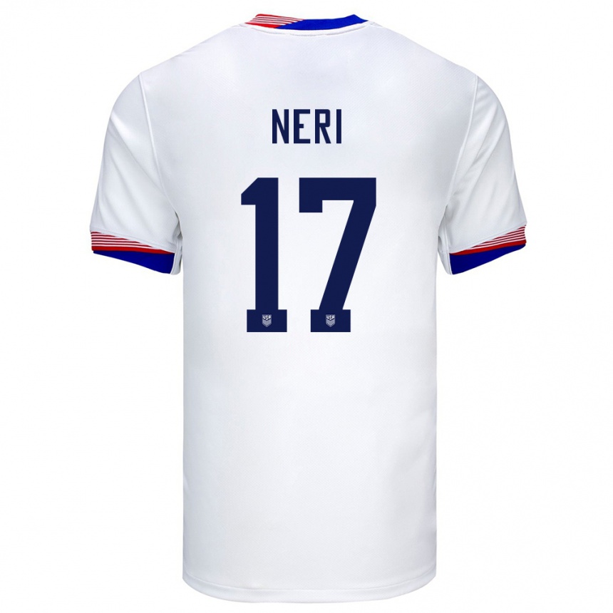 Men Football United States Rodrigo Neri #17 White Home Jersey 24-26 T-Shirt Canada