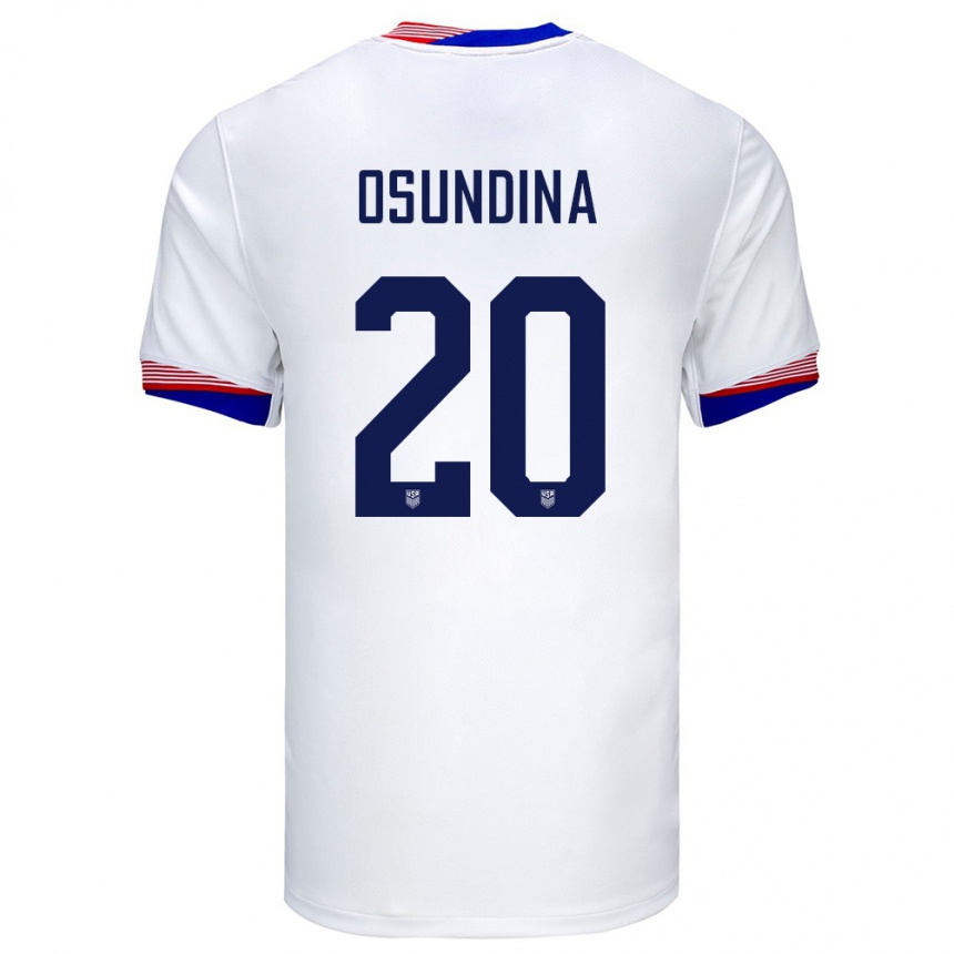 Men Football United States Korede Osundina #20 White Home Jersey 24-26 T-Shirt Canada