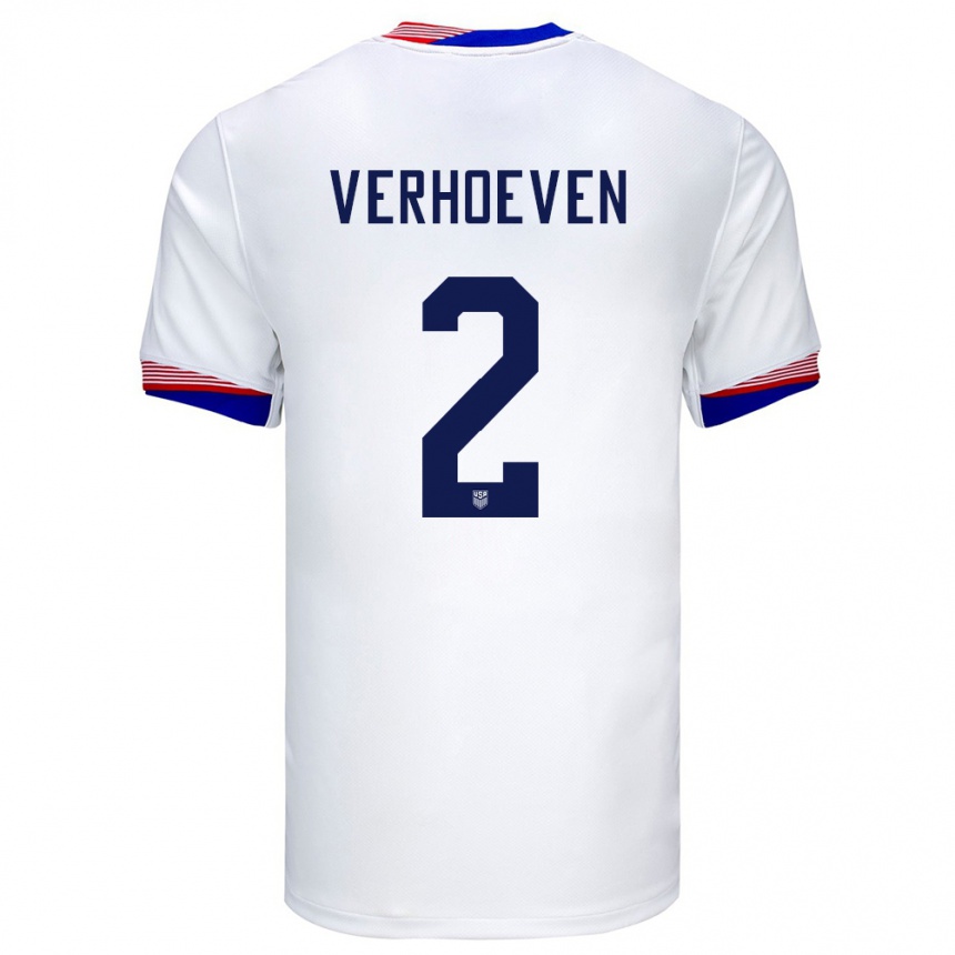 Men Football United States Oscar Verhoeven #2 White Home Jersey 24-26 T-Shirt Canada