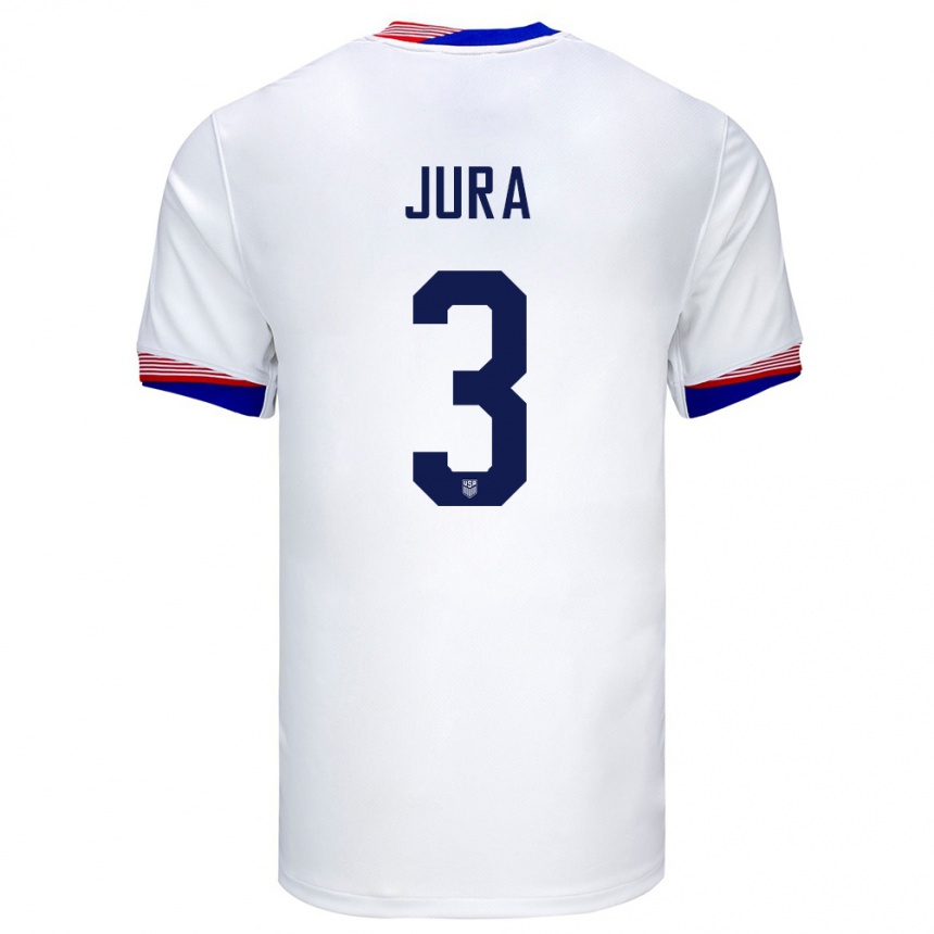 Men Football United States Sawyer Jura #3 White Home Jersey 24-26 T-Shirt Canada