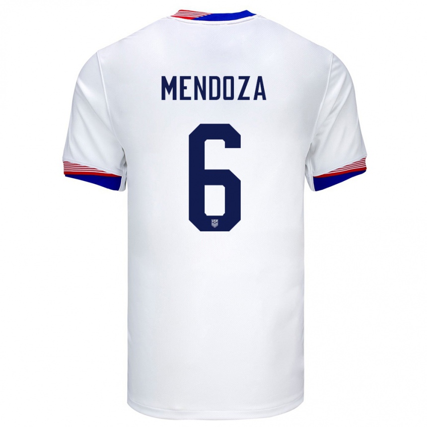 Men Football United States Edwyn Mendoza #6 White Home Jersey 24-26 T-Shirt Canada