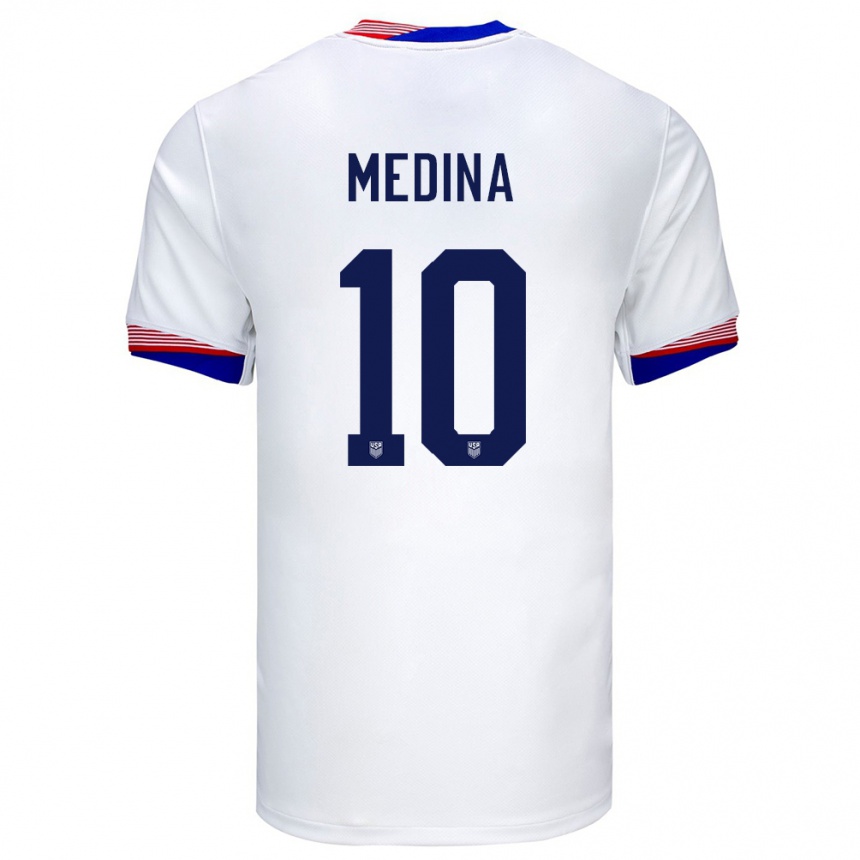 Men Football United States Cruz Medina #10 White Home Jersey 24-26 T-Shirt Canada