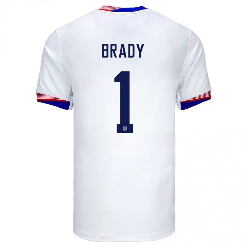 Men Football United States Chris Brady #1 White Home Jersey 24-26 T-Shirt Canada