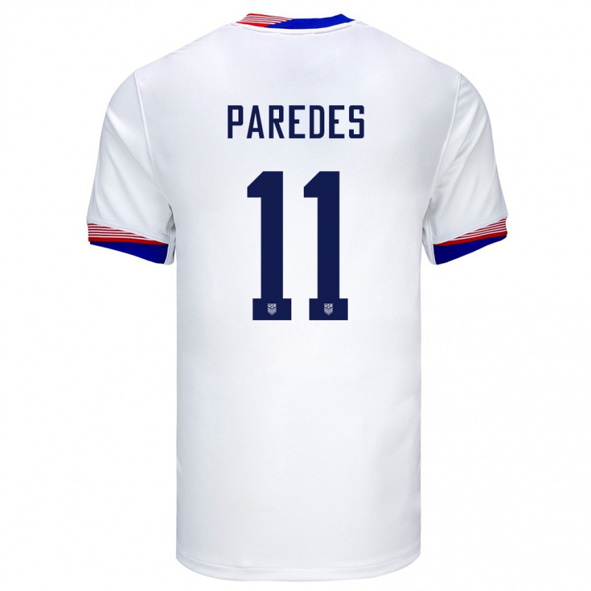 Men Football United States Kevin Paredes #11 White Home Jersey 24-26 T-Shirt Canada