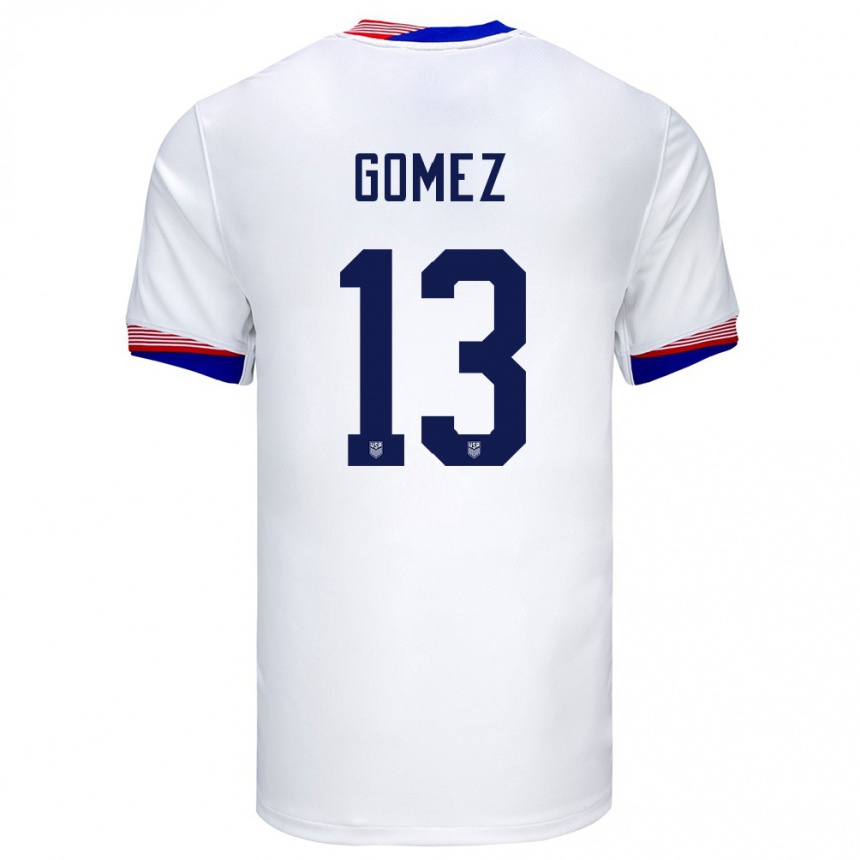 Men Football United States Jonathan Gomez #13 White Home Jersey 24-26 T-Shirt Canada