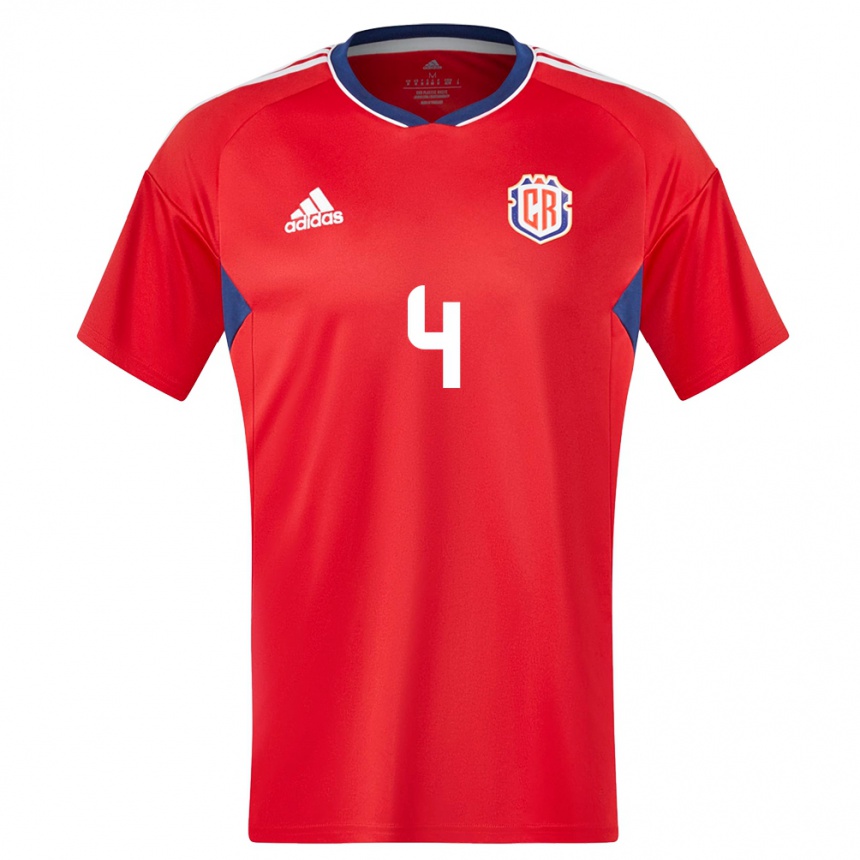 Men Football Costa Rica Brandon Calderon #4 Red Home Jersey 24-26 T-Shirt Canada