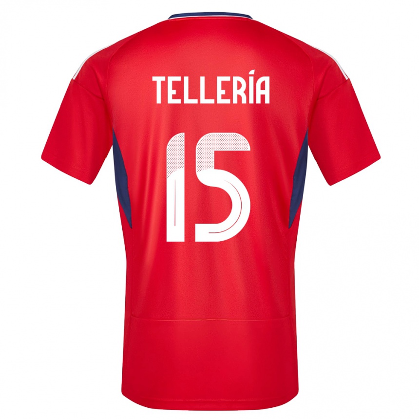 Men Football Costa Rica Jostin Telleria #15 Red Home Jersey 24-26 T-Shirt Canada