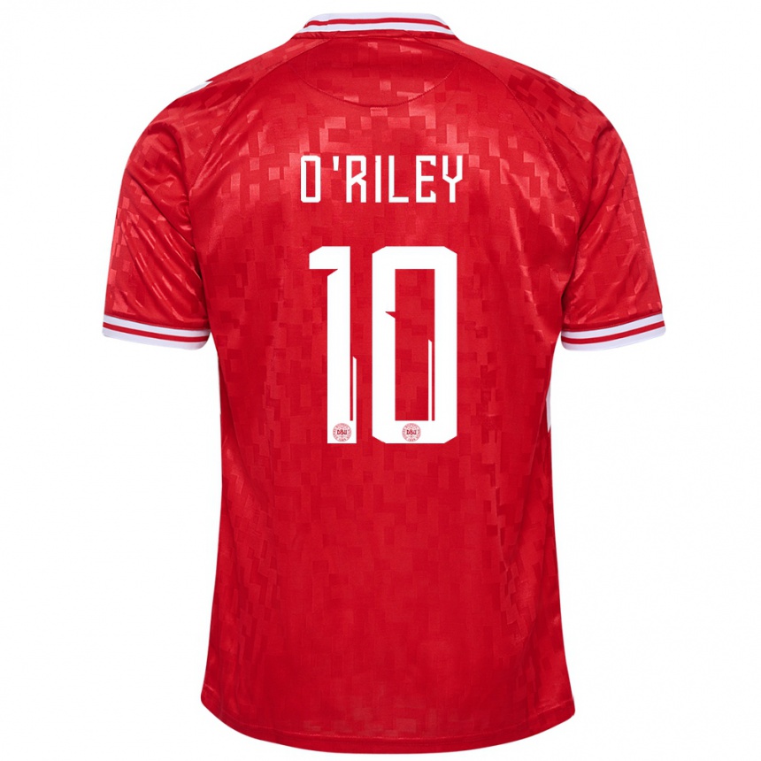 Men Football Denmark Matt O Riley #10 Red Home Jersey 24-26 T-Shirt Canada