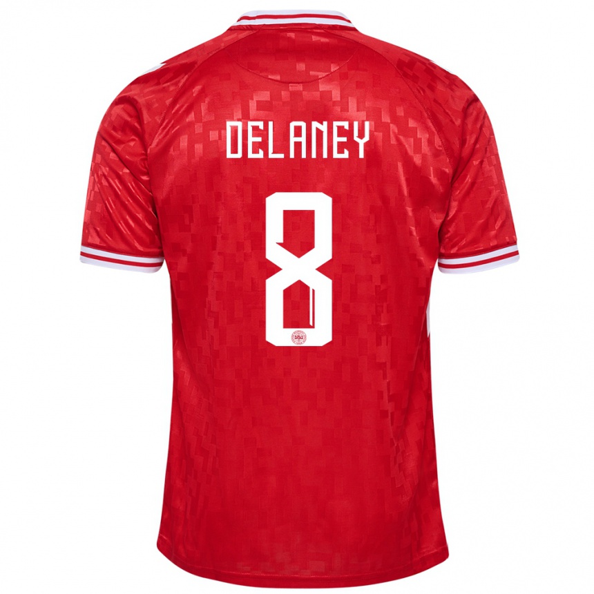 Men Football Denmark Thomas Delaney #8 Red Home Jersey 24-26 T-Shirt Canada