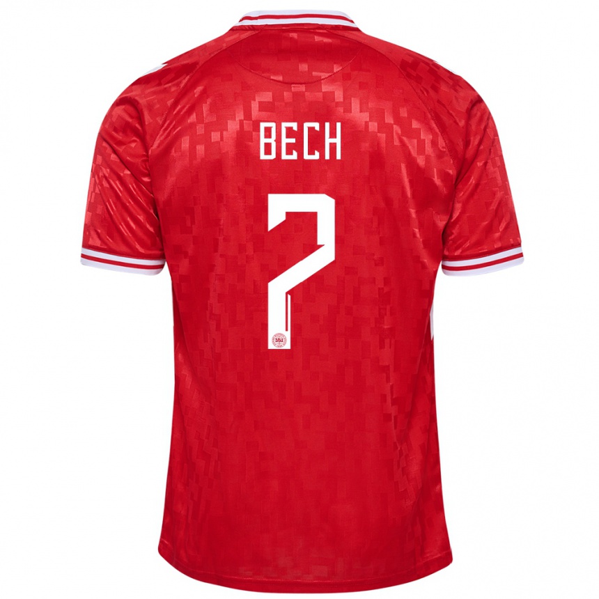 Men Football Denmark Tobias Bech #7 Red Home Jersey 24-26 T-Shirt Canada