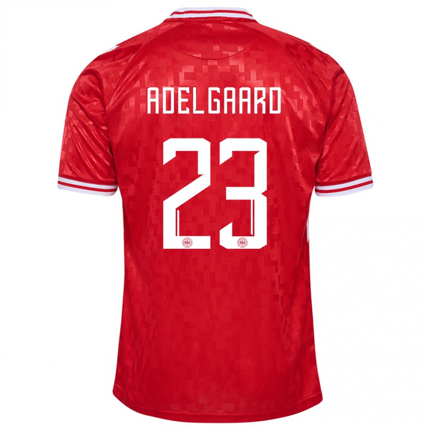 Men Football Denmark Aske Adelgaard #23 Red Home Jersey 24-26 T-Shirt Canada