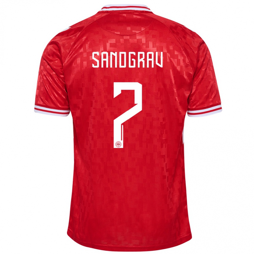 Men Football Denmark Lauge Sandgrav #7 Red Home Jersey 24-26 T-Shirt Canada