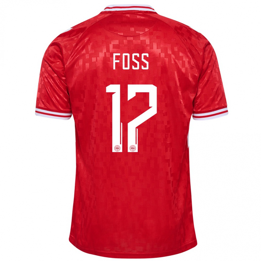 Men Football Denmark Jonathan Foss #17 Red Home Jersey 24-26 T-Shirt Canada