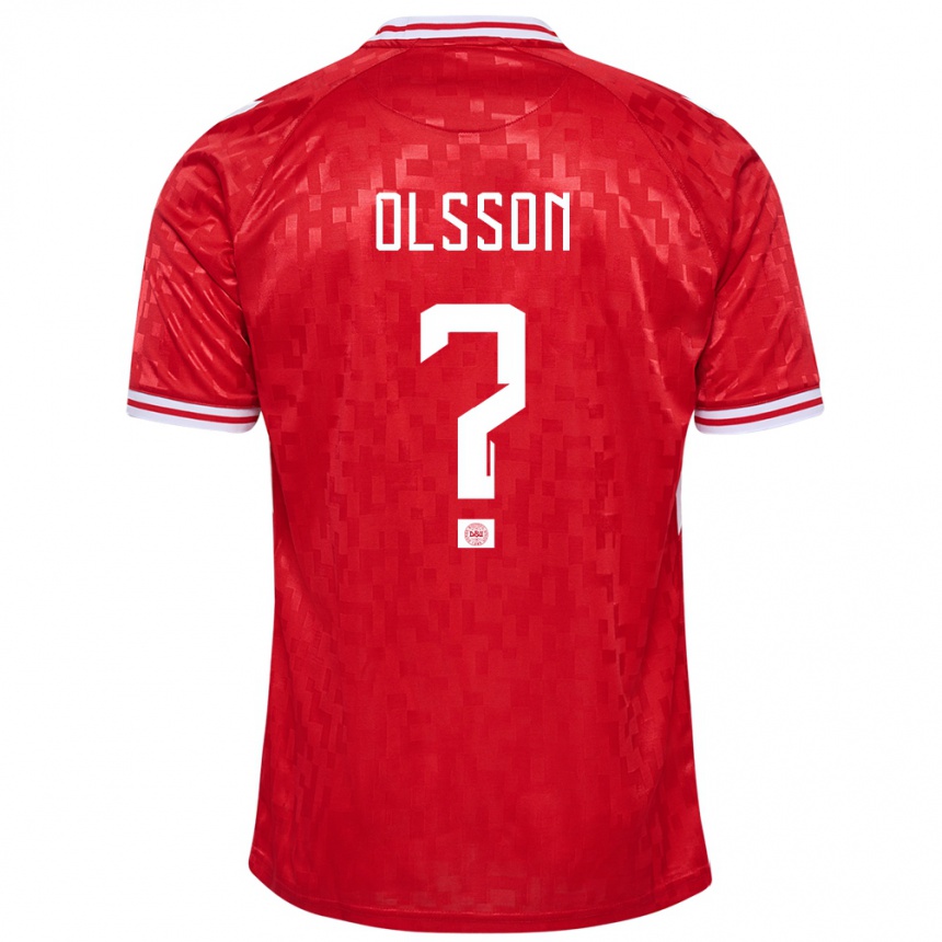 Men Football Denmark Cornelius Olsson #0 Red Home Jersey 24-26 T-Shirt Canada