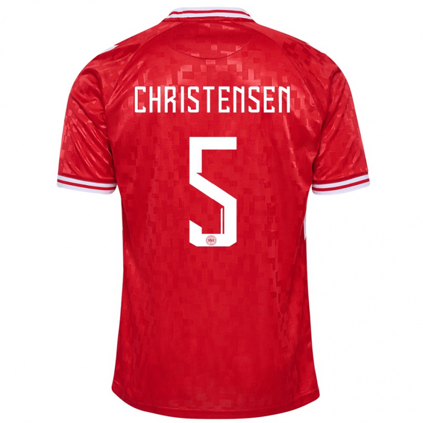 Men Football Denmark Aske Christensen #5 Red Home Jersey 24-26 T-Shirt Canada