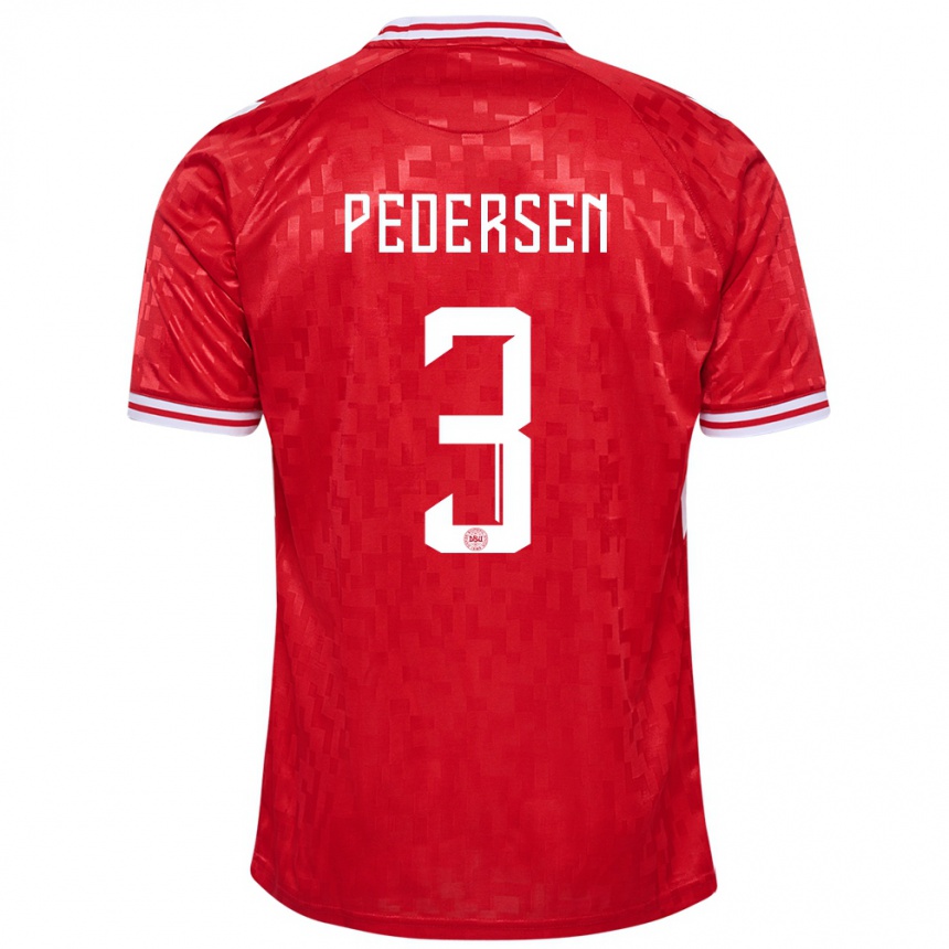 Men Football Denmark Stine Ballisager Pedersen #3 Red Home Jersey 24-26 T-Shirt Canada