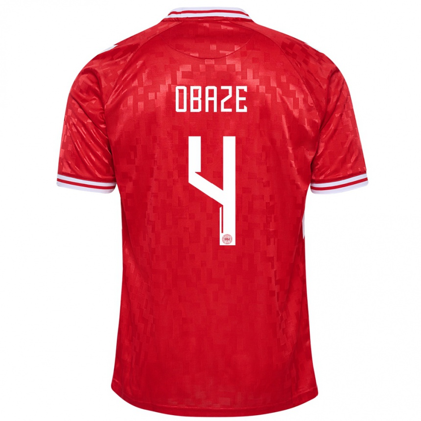 Men Football Denmark Isabella Obaze #4 Red Home Jersey 24-26 T-Shirt Canada