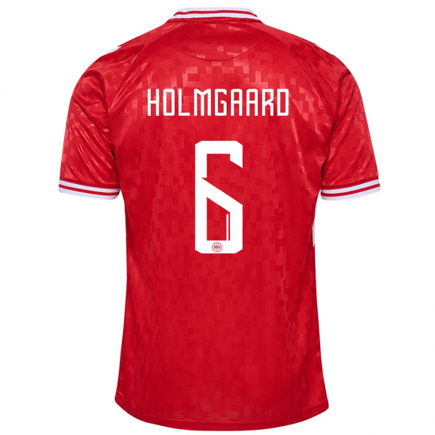 Men Football Denmark Karen Holmgaard #6 Red Home Jersey 24-26 T-Shirt Canada