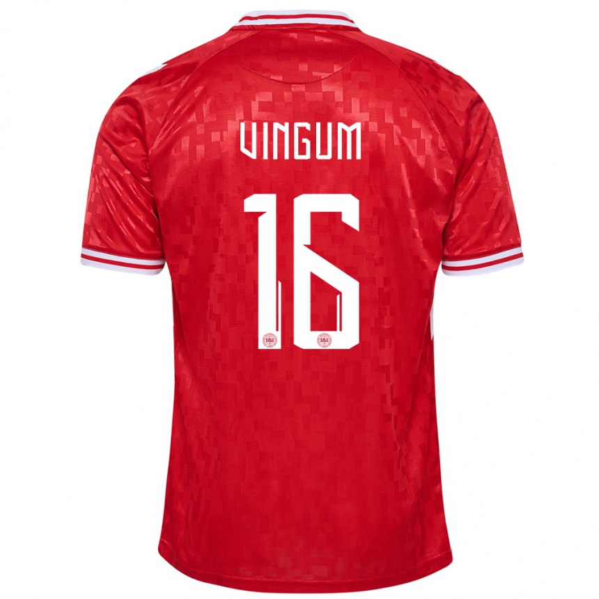 Men Football Denmark Alberte Vingum #16 Red Home Jersey 24-26 T-Shirt Canada