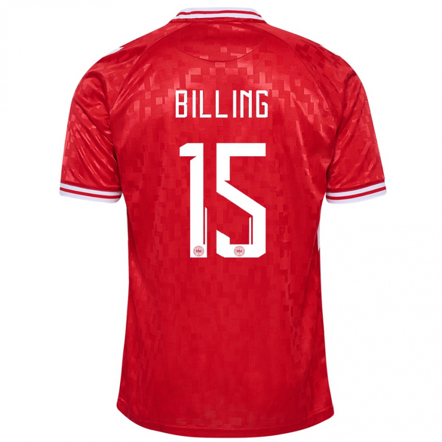 Men Football Denmark Philip Billing #15 Red Home Jersey 24-26 T-Shirt Canada