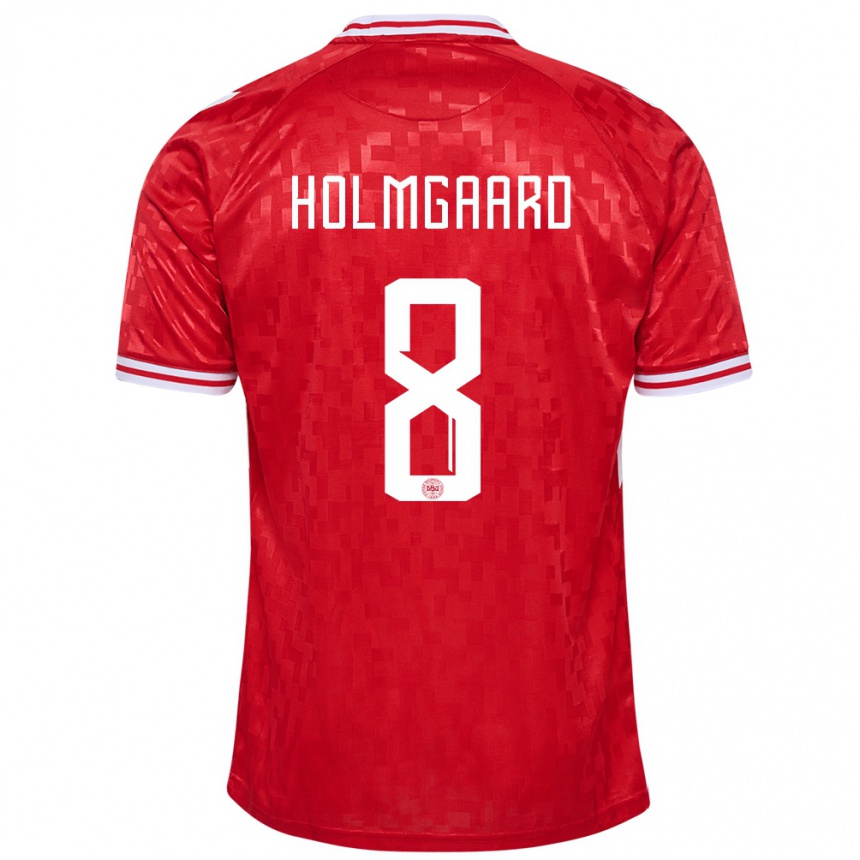 Men Football Denmark Sara Holmgaard #8 Red Home Jersey 24-26 T-Shirt Canada