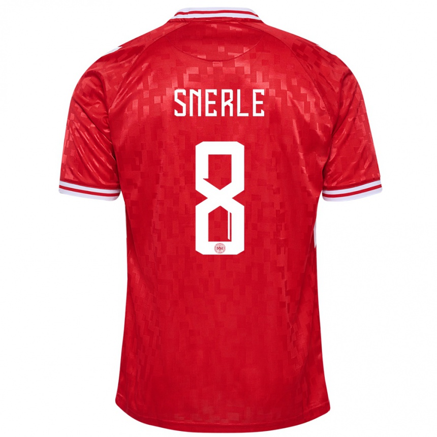 Men Football Denmark Emma Snerle #8 Red Home Jersey 24-26 T-Shirt Canada