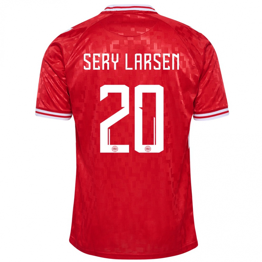 Men Football Denmark Japhet Sery Larsen #20 Red Home Jersey 24-26 T-Shirt Canada