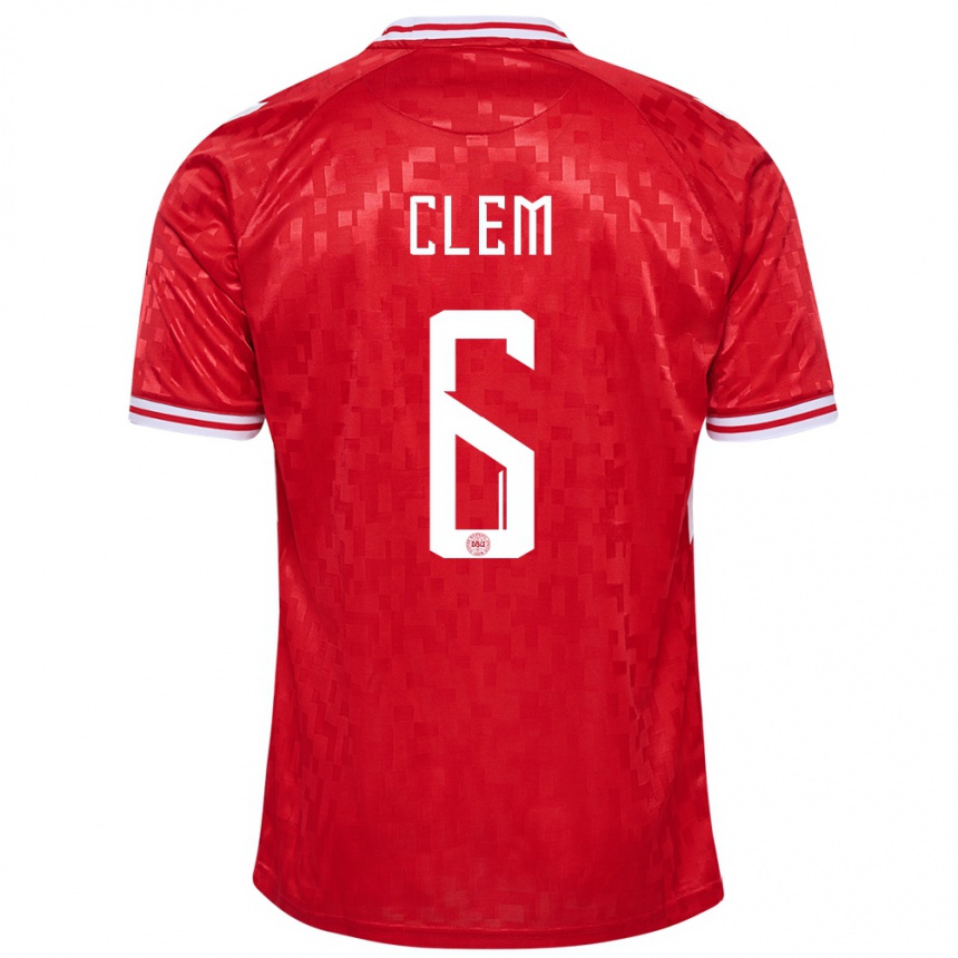 Men Football Denmark William Clem #6 Red Home Jersey 24-26 T-Shirt Canada