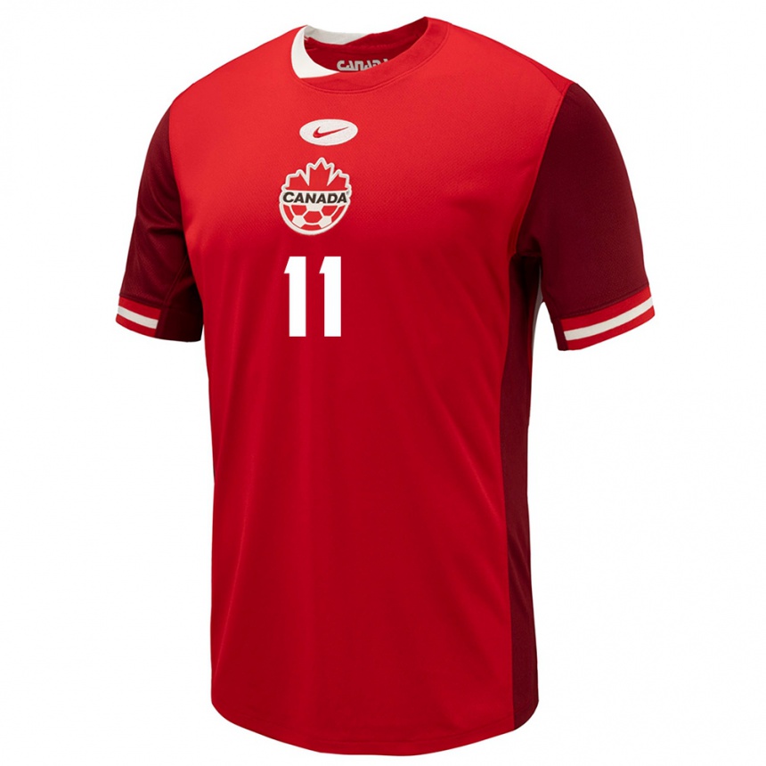 Men Football Canada Jayden Nelson #11 Red Home Jersey 24-26 T-Shirt Canada