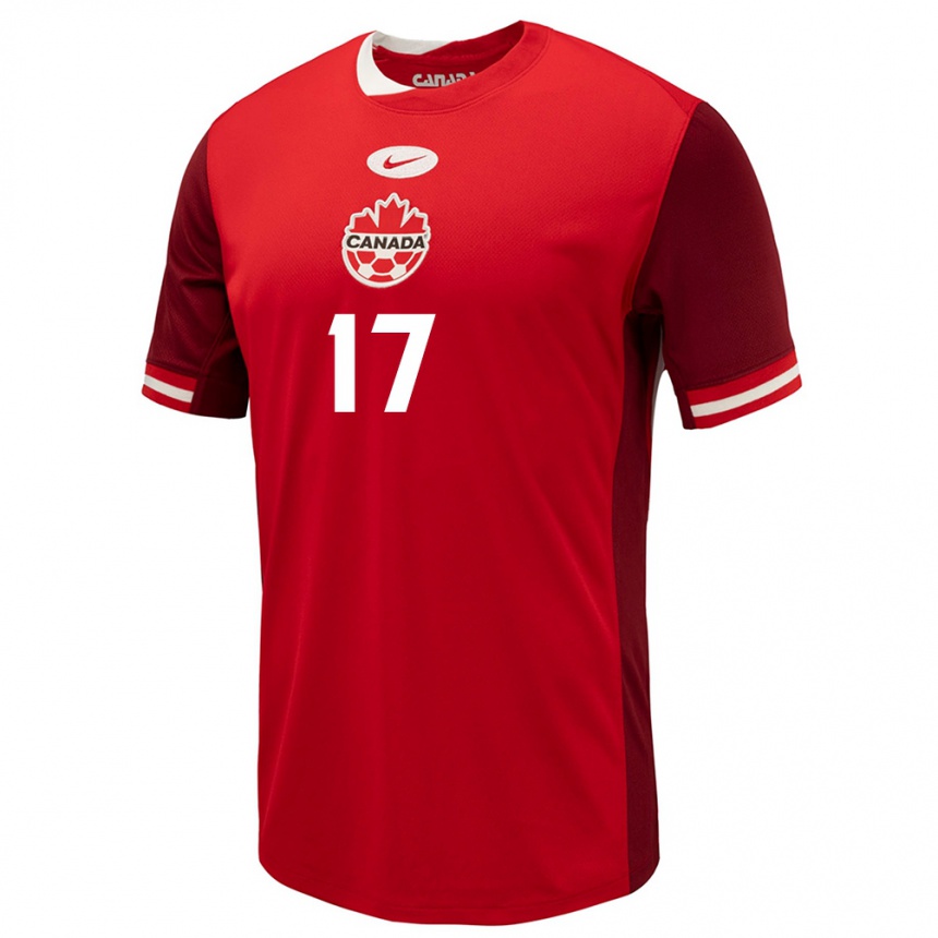 Men Football Canada Patrick Metcalfe #17 Red Home Jersey 24-26 T-Shirt Canada