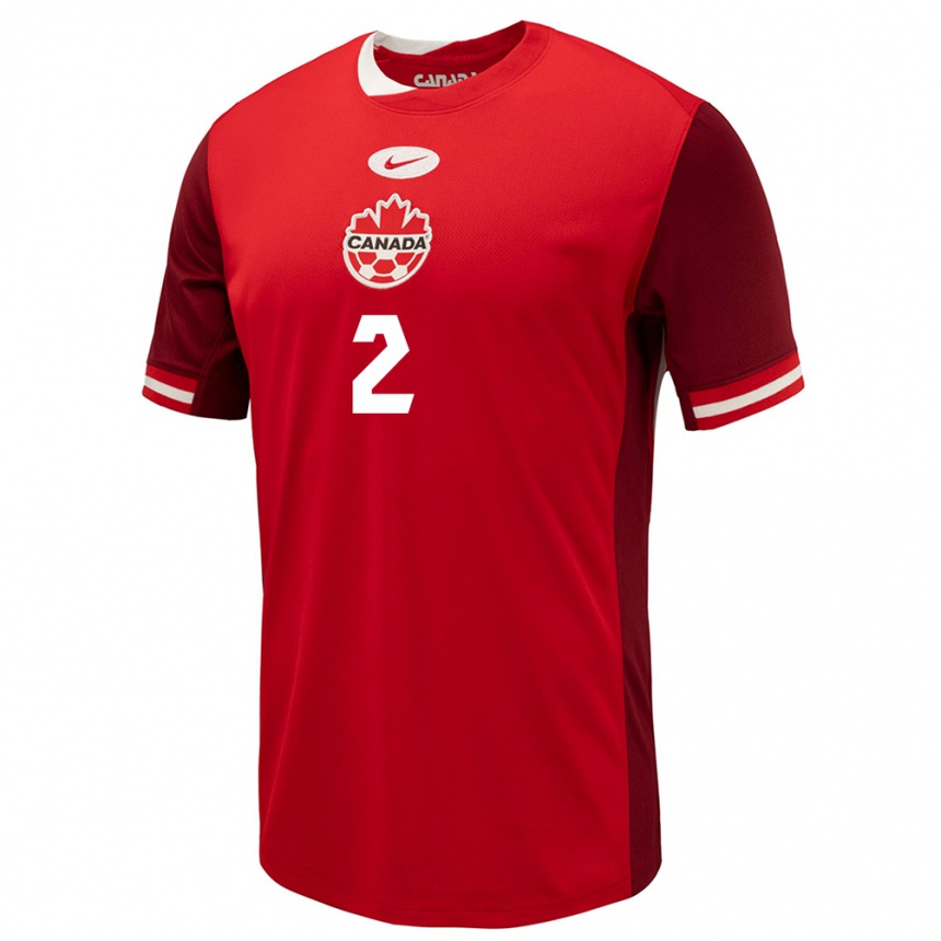 Men Football Canada Sydney Collins #2 Red Home Jersey 24-26 T-Shirt Canada