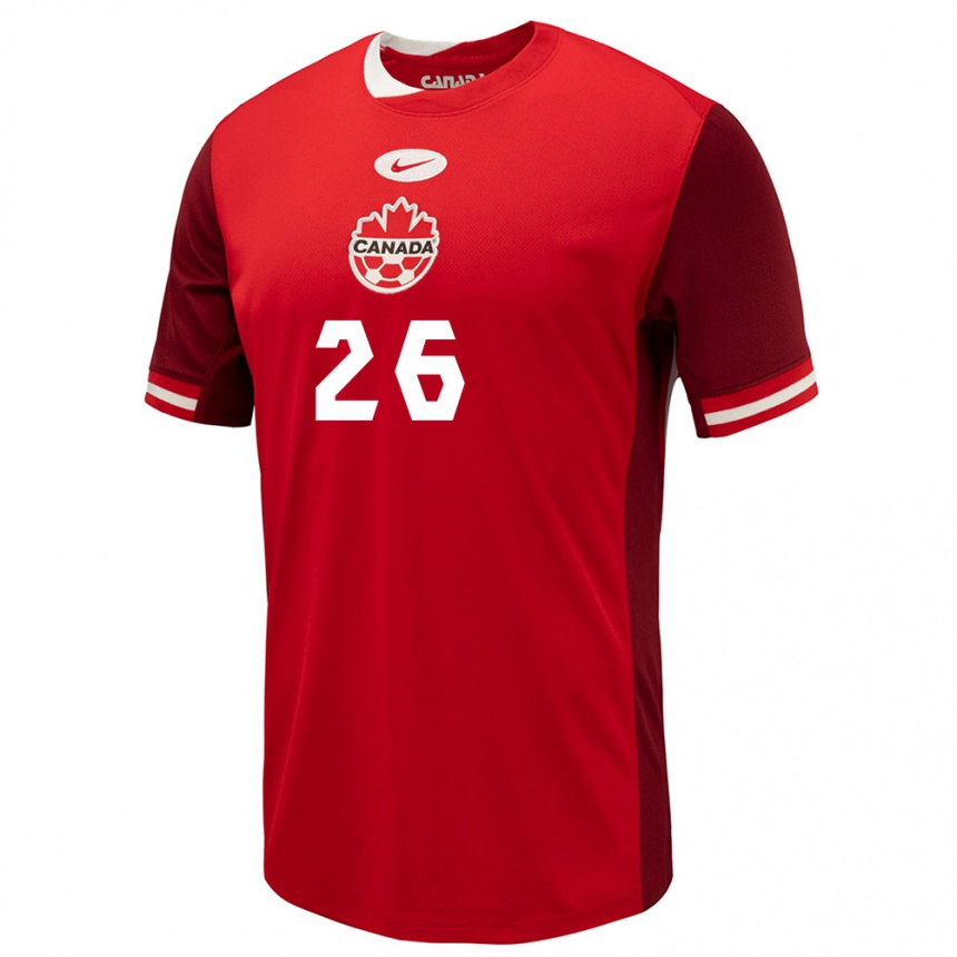 Men Football Canada Zoe Burns #26 Red Home Jersey 24-26 T-Shirt Canada