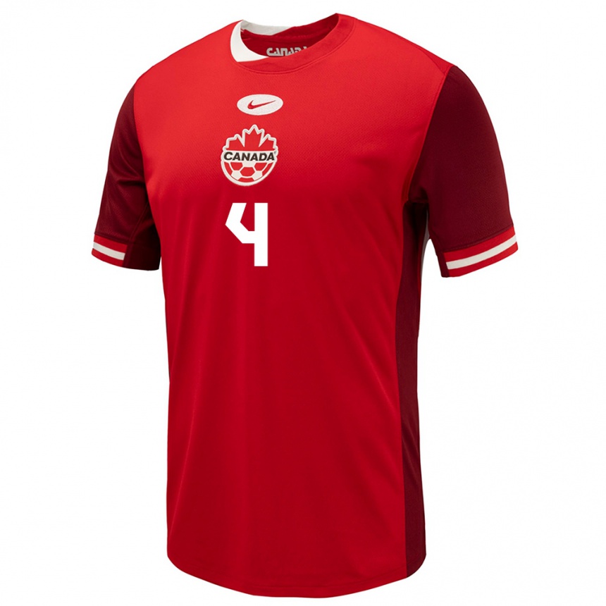 Men Football Canada Alessandro Biello #4 Red Home Jersey 24-26 T-Shirt Canada