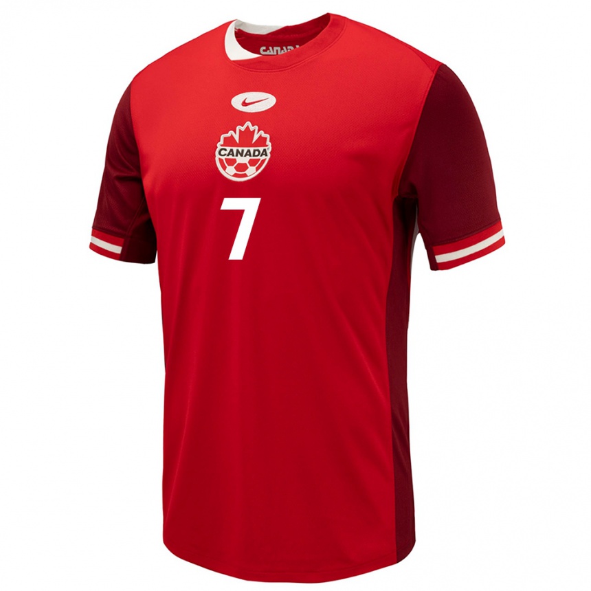 Men Football Canada Taryck Tahid #7 Red Home Jersey 24-26 T-Shirt Canada