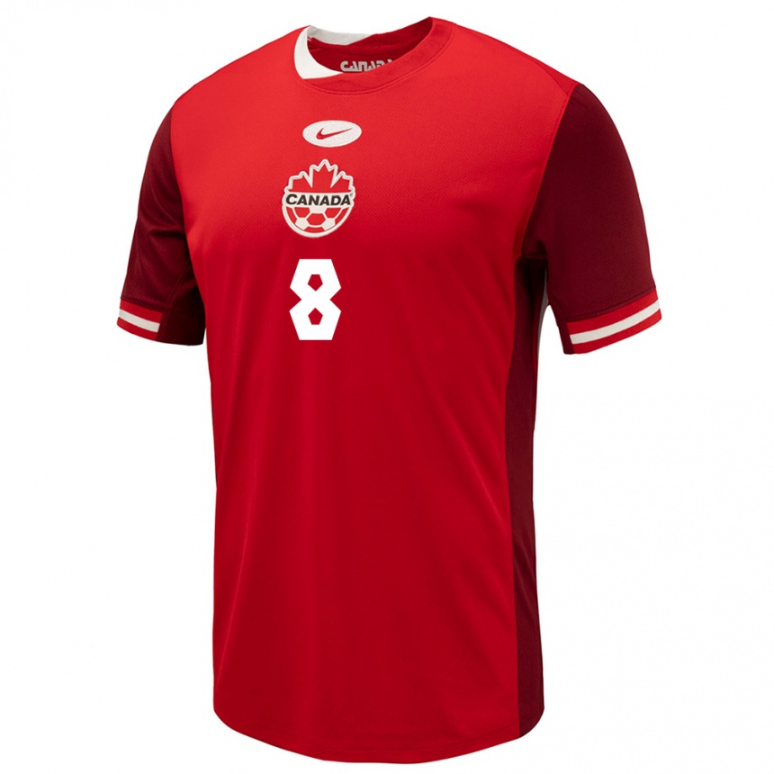 Men Football Canada Rida Zouhir #8 Red Home Jersey 24-26 T-Shirt Canada