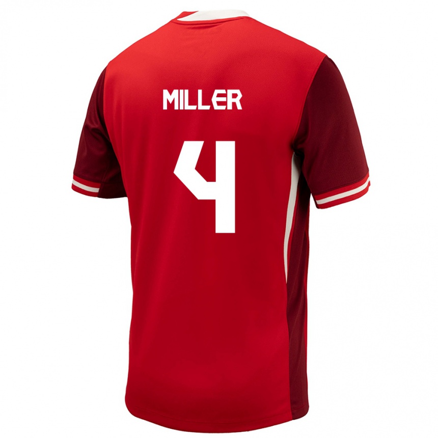 Men Football Canada Kamal Miller #4 Red Home Jersey 24-26 T-Shirt Canada