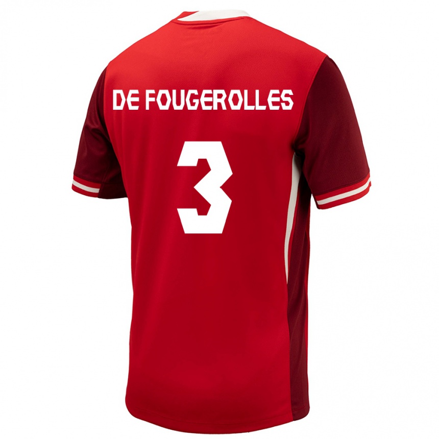 Men Football Canada Luc De Fougerolles #3 Red Home Jersey 24-26 T-Shirt Canada