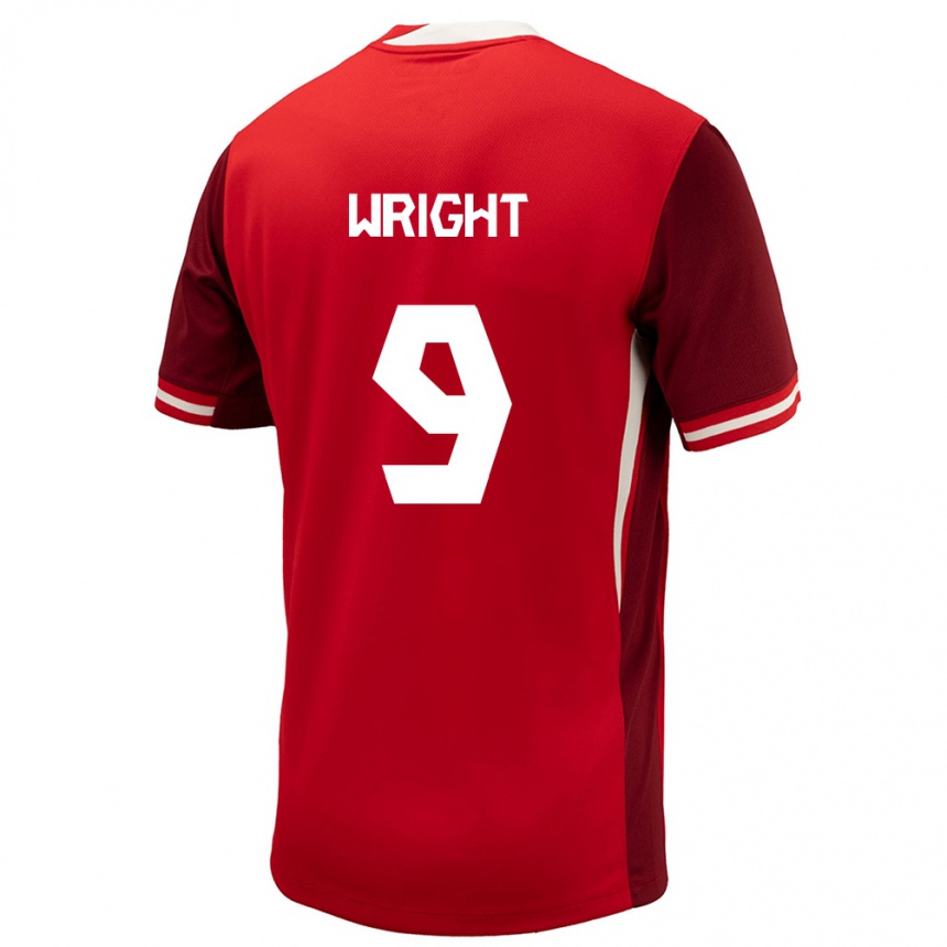 Men Football Canada Lowell Wright #9 Red Home Jersey 24-26 T-Shirt Canada