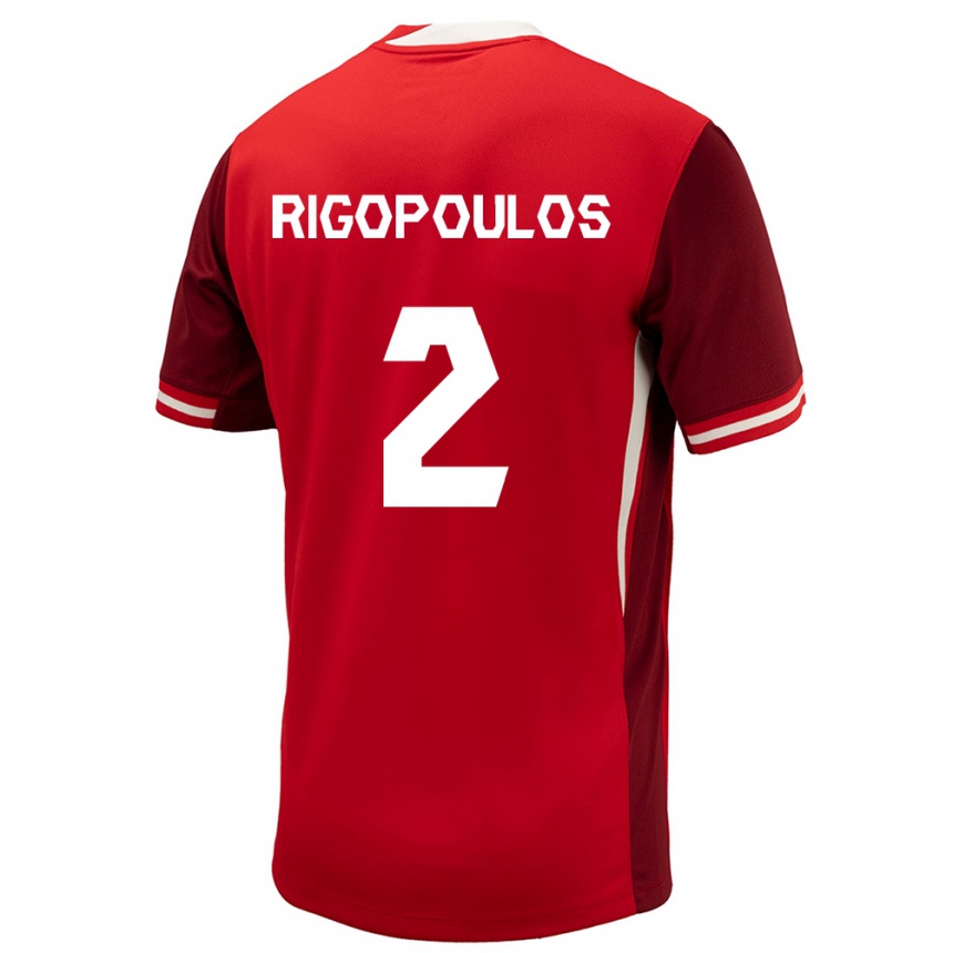 Men Football Canada Theo Rigopoulos #2 Red Home Jersey 24-26 T-Shirt Canada