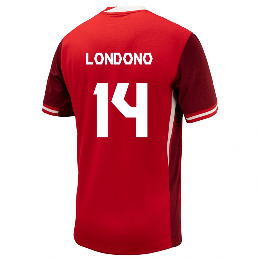 Men Football Canada Tyler Londono #14 Red Home Jersey 24-26 T-Shirt Canada