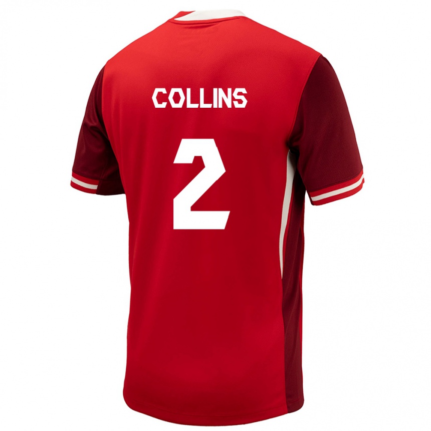 Men Football Canada Sydney Collins #2 Red Home Jersey 24-26 T-Shirt Canada