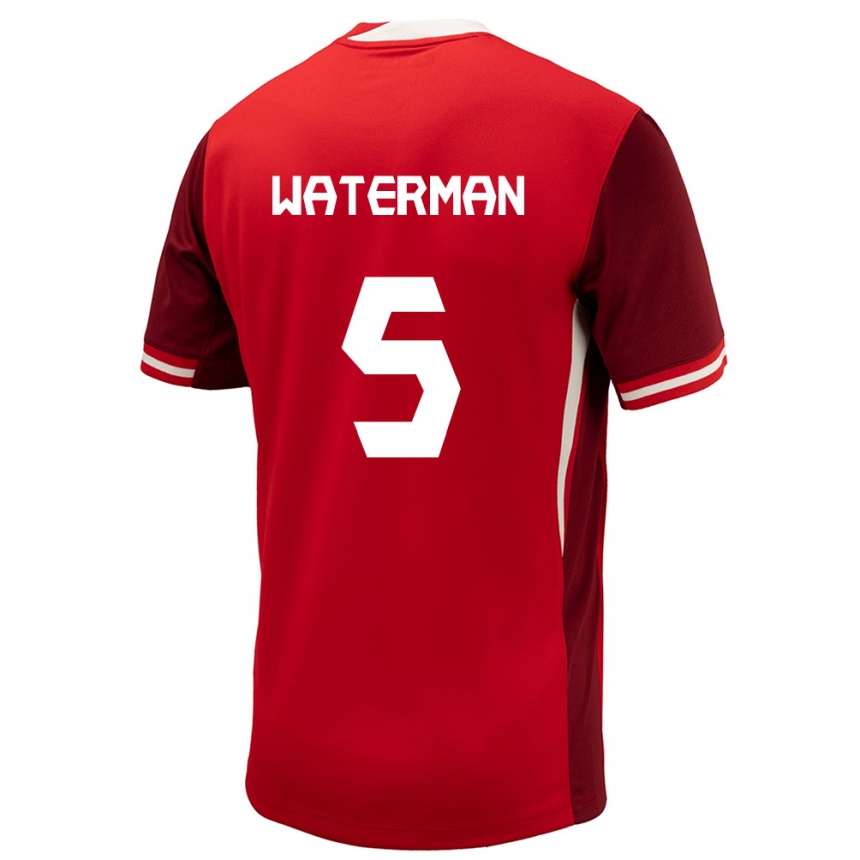 Men Football Canada Joel Waterman #5 Red Home Jersey 24-26 T-Shirt Canada