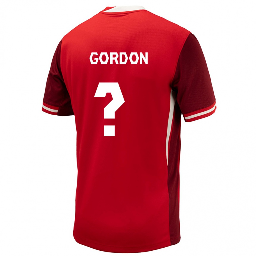 Men Football Canada Joshua Gordon #0 Red Home Jersey 24-26 T-Shirt Canada