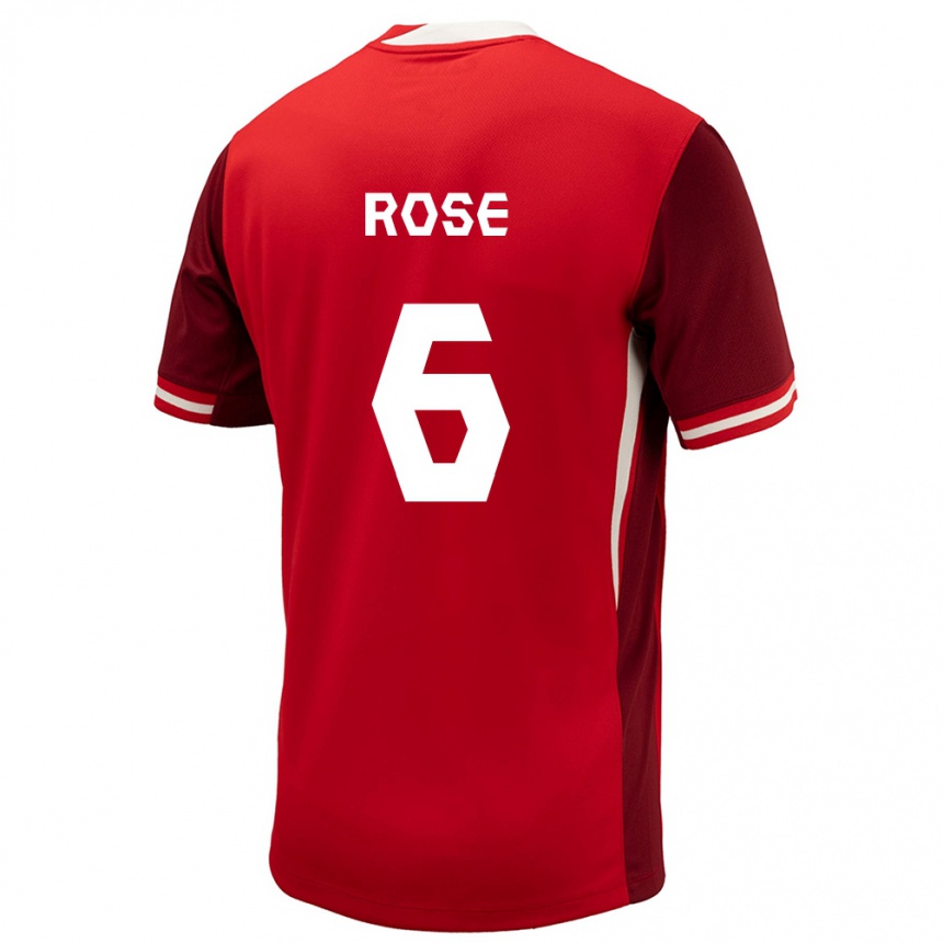 Men Football Canada Deanne Rose #6 Red Home Jersey 24-26 T-Shirt Canada