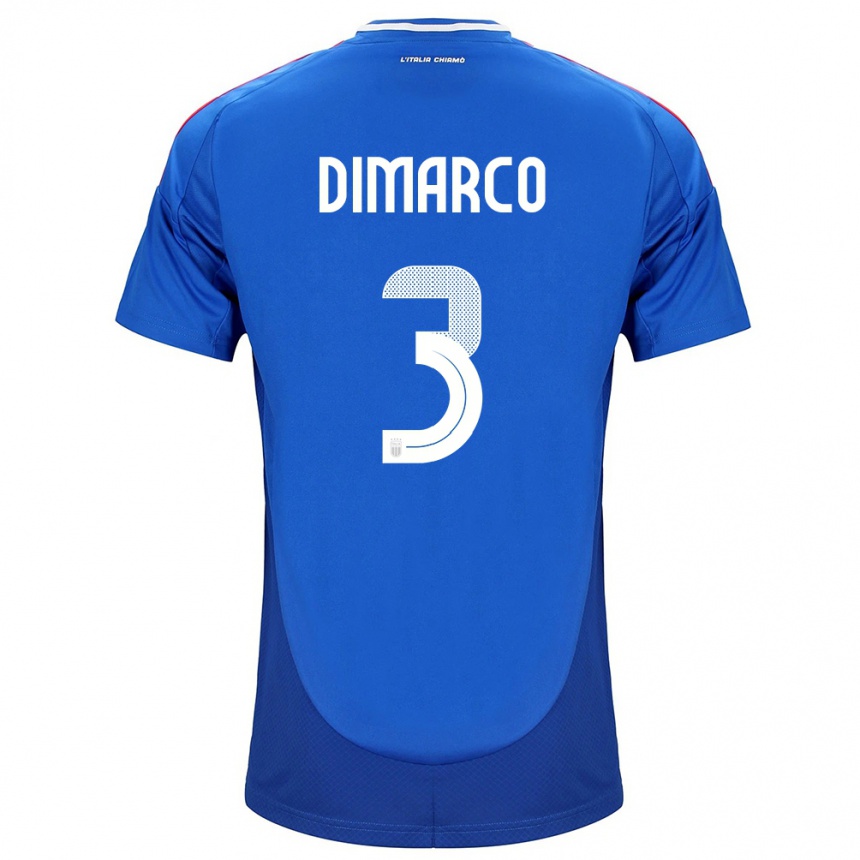 Men Football Italy Federico Dimarco #3 Blue Home Jersey 24-26 T-Shirt Canada