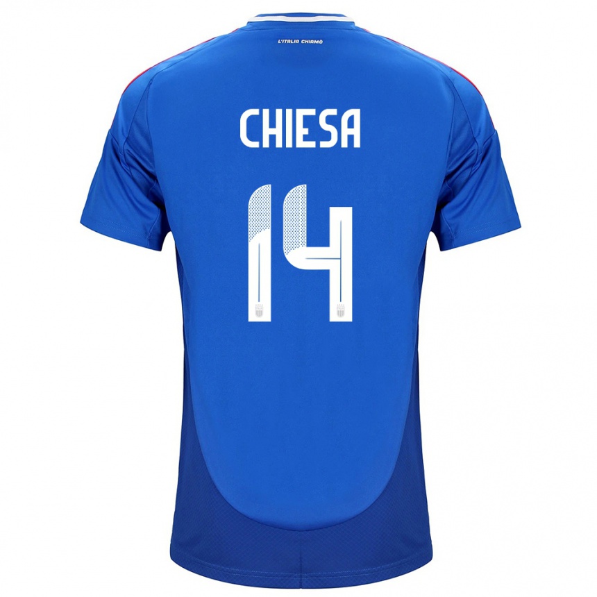 Men Football Italy Federico Chiesa #14 Blue Home Jersey 24-26 T-Shirt Canada