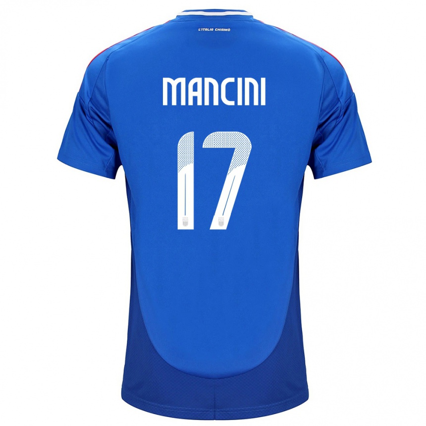 Men Football Italy Gianluca Mancini #17 Blue Home Jersey 24-26 T-Shirt Canada