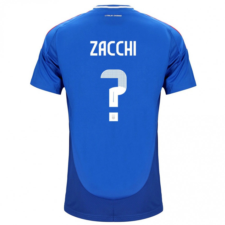 Men Football Italy Gioele Zacchi #0 Blue Home Jersey 24-26 T-Shirt Canada