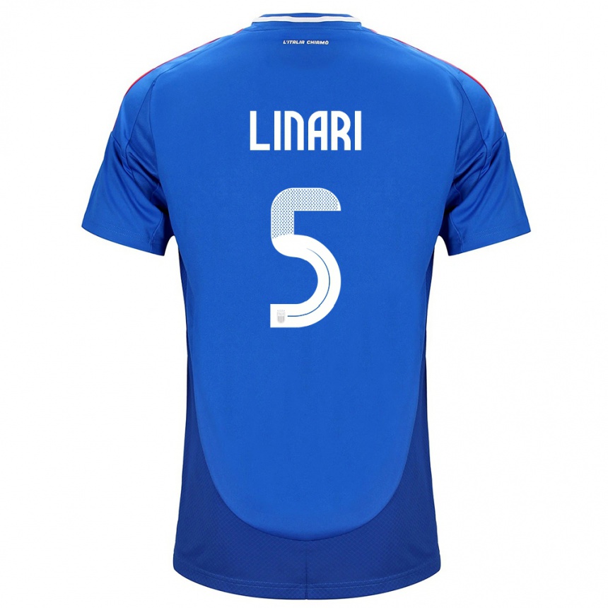 Men Football Italy Elena Linari #5 Blue Home Jersey 24-26 T-Shirt Canada